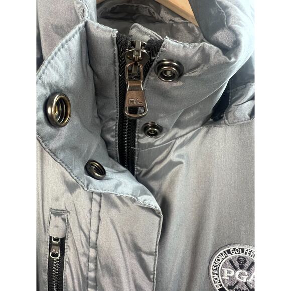 Ralph Lauren Polo Golf PGA Windbreaker Jacket Women Large Hoodie Zip Silver SZ M - Picture 5 of 12
